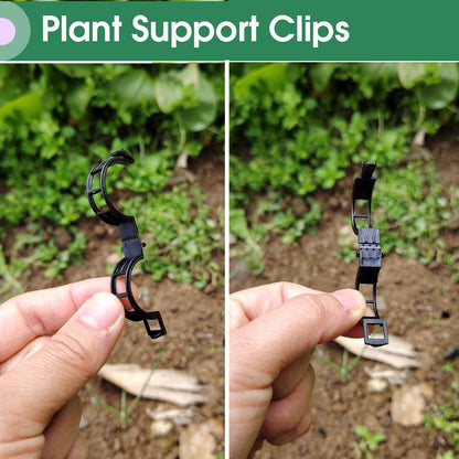 100pcs Black Plant Support Clips - Tomato Clips for String Trellis, Grape Vine Clips for Garden Netting Climbing Plants, Secured Plastic Plant Clip for Fixing Stem and Vine (100, Black)