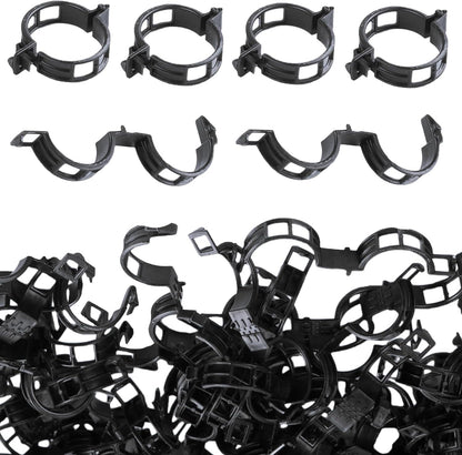 100pcs Black Plant Support Clips - Tomato Clips for String Trellis, Grape Vine Clips for Garden Netting Climbing Plants, Secured Plastic Plant Clip for Fixing Stem and Vine (100, Black)