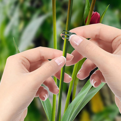 10Pcs Plant Support Stakes with 15Pcs Plant Clips, 15.75inch Tall Bendable Single Stem Sticks Orchid Clips Brown Helps Growth for Indoor Outdoor Flowers Rose Amaryllis