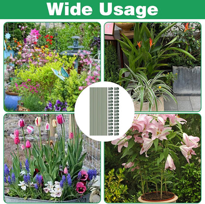 10Pcs Plant Support Stakes with 15Pcs Plant Clips, 15.75inch Tall Bendable Single Stem Sticks Orchid Clips Brown Helps Growth for Indoor Outdoor Flowers Rose Amaryllis