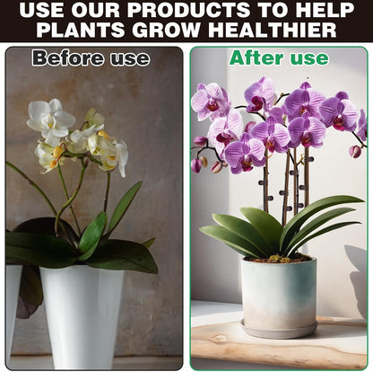 10Pcs Plant Support Stakes with 15Pcs Plant Clips, 15.75inch Tall Bendable Single Stem Sticks Orchid Clips Brown Helps Growth for Indoor Outdoor Flowers Rose Amaryllis