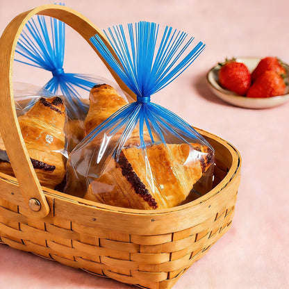 300pcs Metal Twist Ties for Bread Candy Coffee Cookie Bags 4inch Plant Ties Reusable Cable Tie Flexible Banister for Garden Home Kitchen Office Garage Party Xmas Decor (Red & White & Blue)