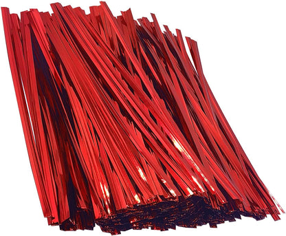 300pcs Metal Twist Ties for Bread Candy Coffee Cookie Bags 4inch Plant Ties Reusable Cable Tie Flexible Banister for Garden Home Kitchen Office Garage Party Xmas Decor (Red & White & Blue)