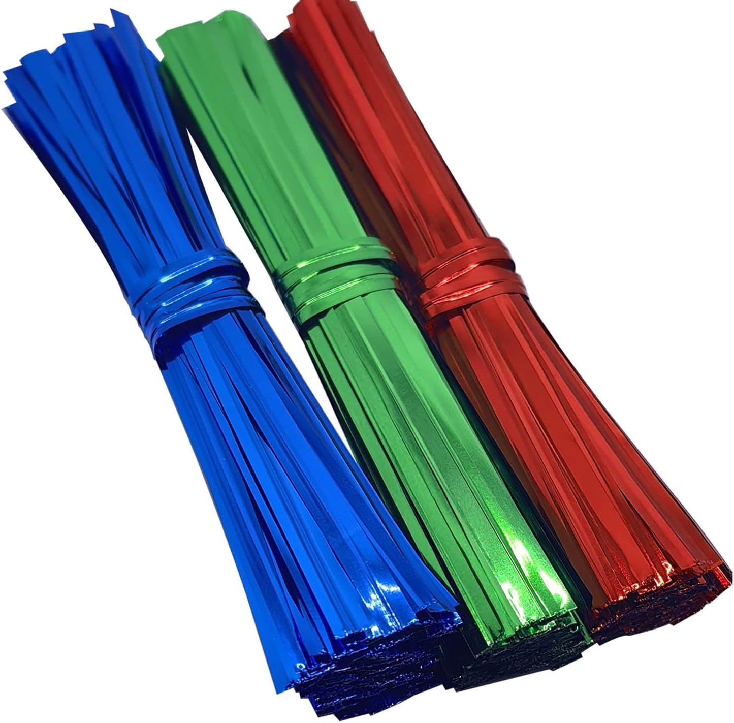 300pcs Metal Twist Ties for Bread Candy Coffee Cookie Bags 4inch Plant Ties Reusable Cable Tie Flexible Banister for Garden Home Kitchen Office Garage Party Xmas Decor (Red & White & Blue)