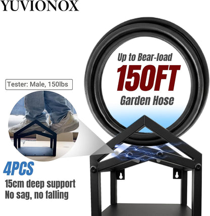 Stainless Steel Garden Hose Holder Wall Mount, Up to 100 ft Hose