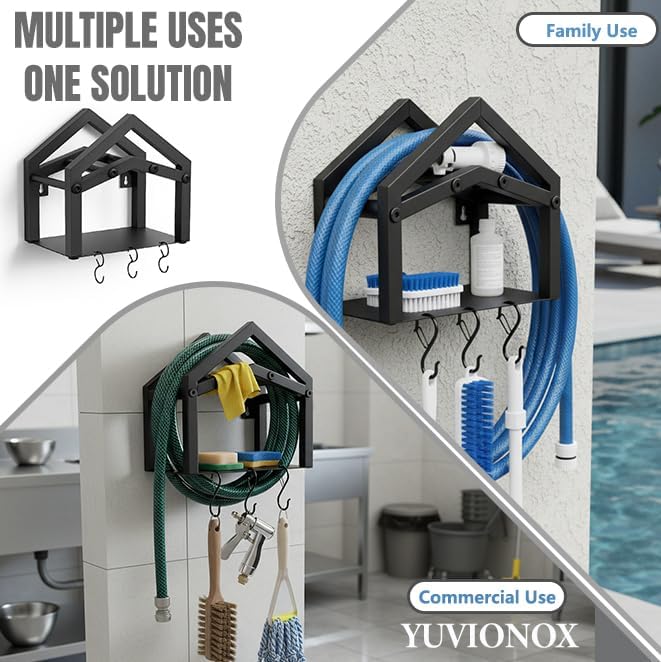 Stainless Steel Garden Hose Holder Wall Mount, Up to 100 ft Hose