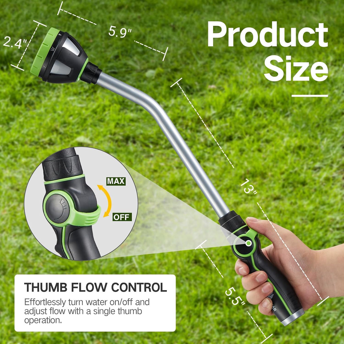 Watering Wand Heavy Duty,15-Inch Long Hose Nozzle Sprayer