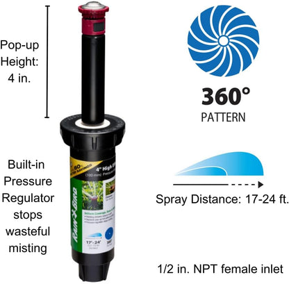 22SAFPROPR HE Pro Rotary Sprinkler, Full Circle, 17-24 Feet, 4"