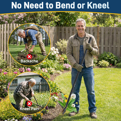 Stand Up Weed Puller Tool, 46" Adjustable Long Handle with 4-Claw Steel Head, Heavy Duty Weeder for Effortless Root Removal, No Bending or Kneeling