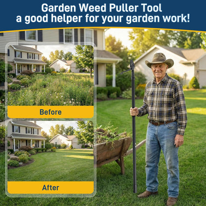 Stand Up Weed Puller Tool, 46" Adjustable Long Handle with 4-Claw Steel Head, Heavy Duty Weeder for Effortless Root Removal, No Bending or Kneeling