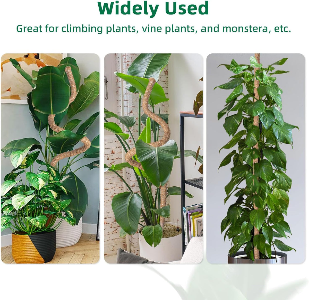Bendable Moss Pole for Plants 47 Inch, Monstera Plant Support Stake with 7mm Aluminum Core, Coconut Coir Climbing Pole for Monstera Pothos Philodendron, Complete Kit with Ties & Rope