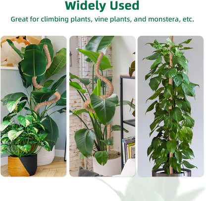 Bendable Moss Pole for Plants 47 Inch, Monstera Plant Support Stake with 7mm Aluminum Core, Coconut Coir Climbing Pole for Monstera Pothos Philodendron, Complete Kit with Ties & Rope