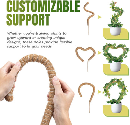 Bendable Moss Pole for Plants 47 Inch, Monstera Plant Support Stake with 7mm Aluminum Core, Coconut Coir Climbing Pole for Monstera Pothos Philodendron, Complete Kit with Ties & Rope