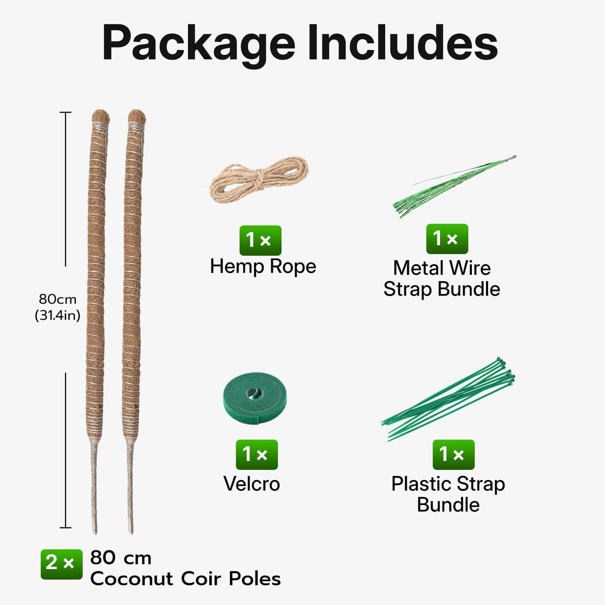 Bendable Moss Pole for Plants 47 Inch, Monstera Plant Support Stake with 7mm Aluminum Core, Coconut Coir Climbing Pole for Monstera Pothos Philodendron, Complete Kit with Ties & Rope