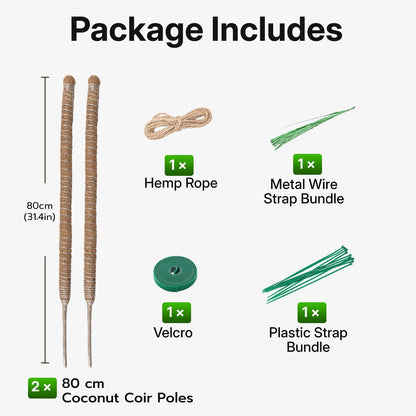 Bendable Moss Pole for Plants 47 Inch, Monstera Plant Support Stake with 7mm Aluminum Core, Coconut Coir Climbing Pole for Monstera Pothos Philodendron, Complete Kit with Ties & Rope