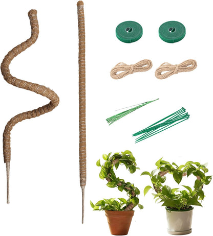 Bendable Moss Pole for Plants 47 Inch, Monstera Plant Support Stake with 7mm Aluminum Core, Coconut Coir Climbing Pole for Monstera Pothos Philodendron, Complete Kit with Ties & Rope