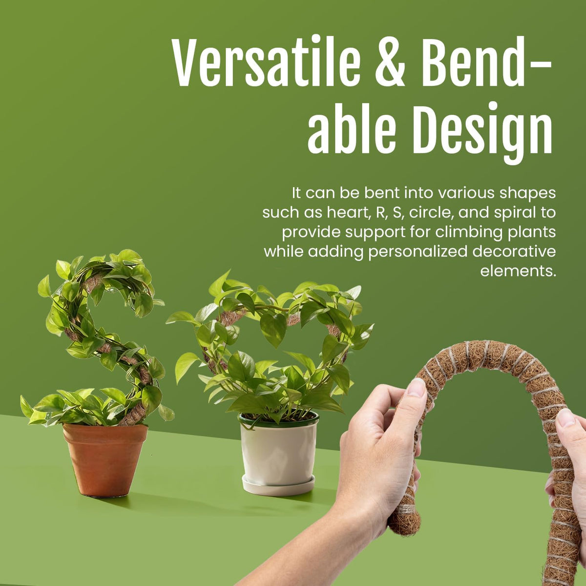 Bendable Moss Pole for Plants 47 Inch, Monstera Plant Support Stake with 7mm Aluminum Core, Coconut Coir Climbing Pole for Monstera Pothos Philodendron, Complete Kit with Ties & Rope