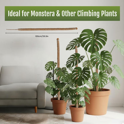 Bendable Moss Pole for Plants 47 Inch, Monstera Plant Support Stake with 7mm Aluminum Core, Coconut Coir Climbing Pole for Monstera Pothos Philodendron, Complete Kit with Ties & Rope