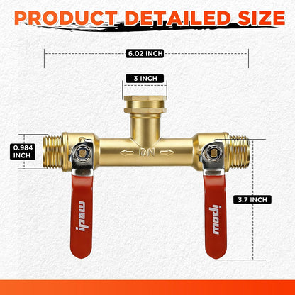 Garden Hose Splitter 2026 Upgrade Full Flow Garden Hose Splitter Heavy Duty Outdoor Faucet Splitter Brass Rust and Freeze Resistant Hose Adapter,with Shutoff Valves,3/4" GHT Thread