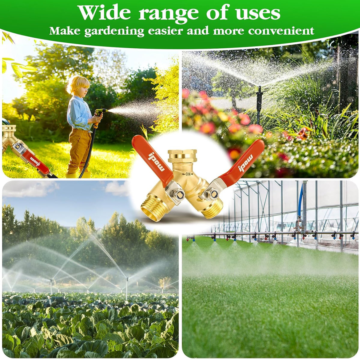 Garden Hose Splitter 2026 Upgrade Full Flow Garden Hose Splitter Heavy Duty Outdoor Faucet Splitter Brass Rust and Freeze Resistant Hose Adapter,with Shutoff Valves,3/4" GHT Thread