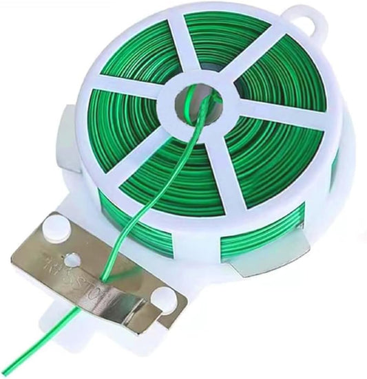 328ft (100m) Garden Twist Ties with Built-in Cutter, Green Soft Plant Ties for Support Climbing Vines & Flowers, Reusable Coated Wire for Home Office Cable Management & Organization (1, Green)