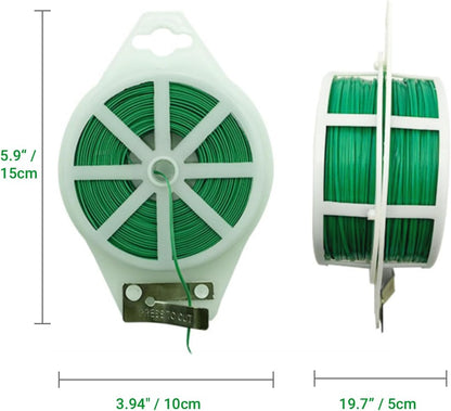 328ft (100m) Garden Twist Ties with Built-in Cutter, Green Soft Plant Ties for Support Climbing Vines & Flowers, Reusable Coated Wire for Home Office Cable Management & Organization (1, Green)