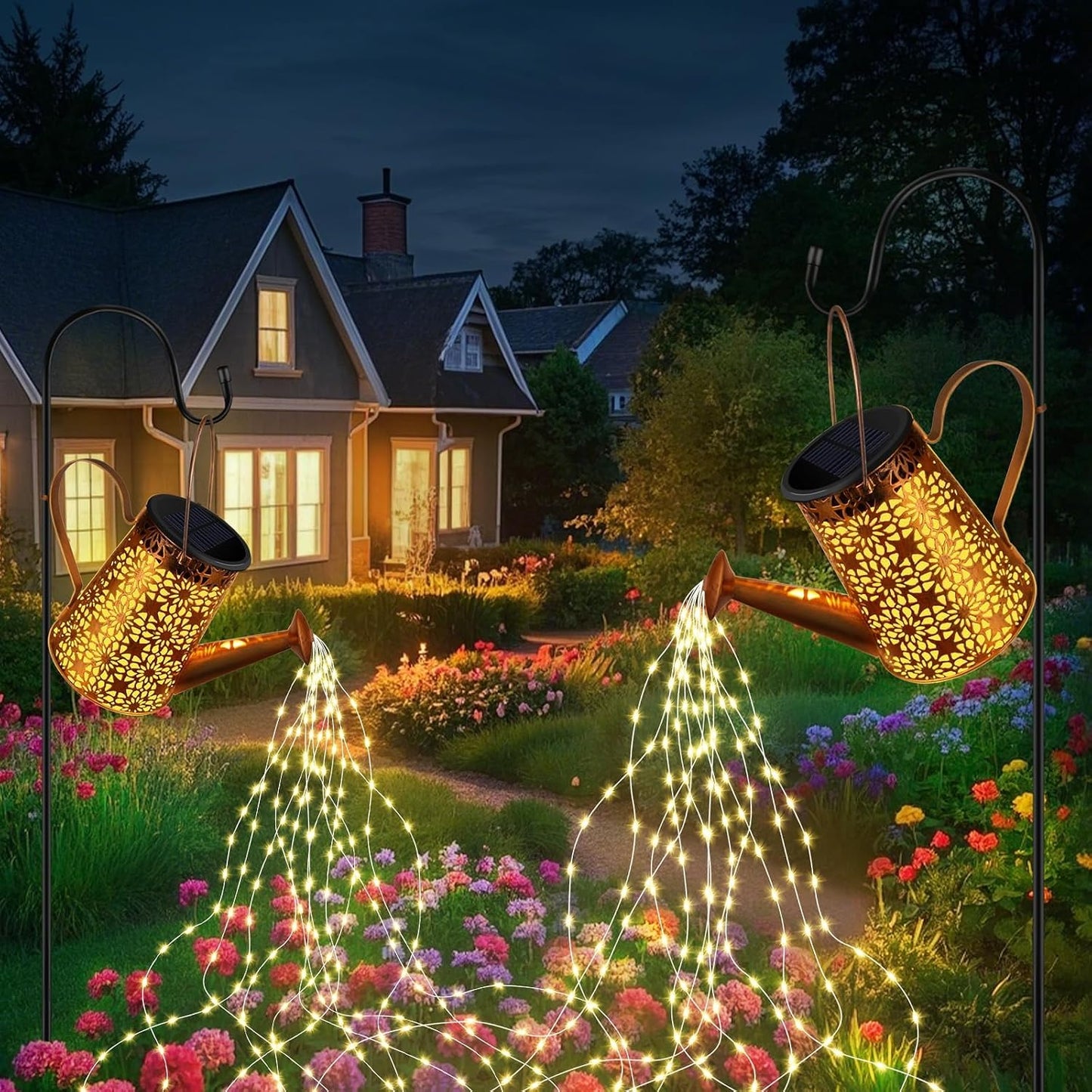 2PCS Solar Watering Can with Lights, Solar Lights Outdoor
