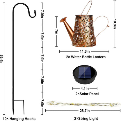2PCS Solar Watering Can with Lights, Solar Lights Outdoor