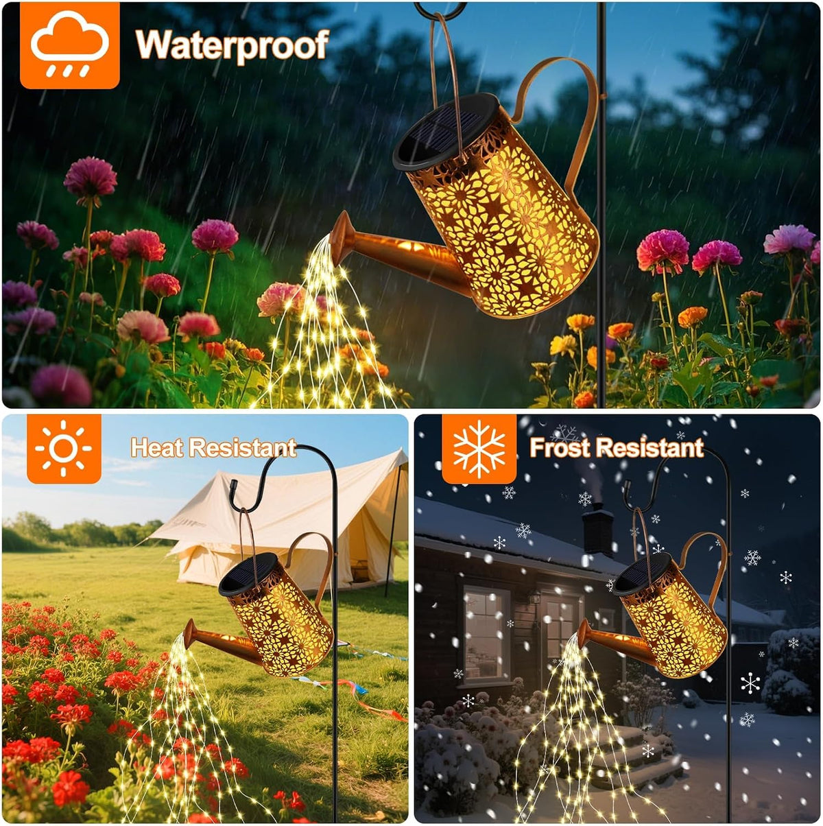 2PCS Solar Watering Can with Lights, Solar Lights Outdoor