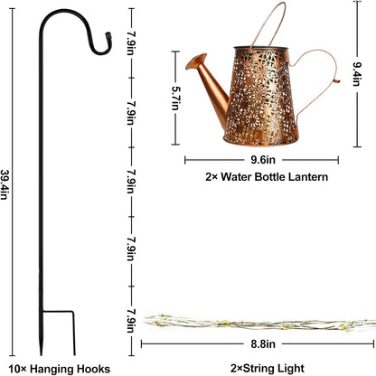 2PCS Solar Watering Can with Lights, Solar Lights Outdoor