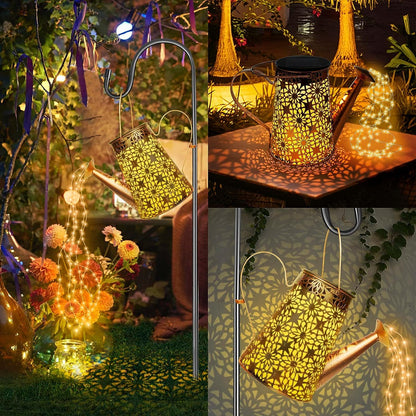 2PCS Solar Watering Can with Lights, Solar Lights Outdoor