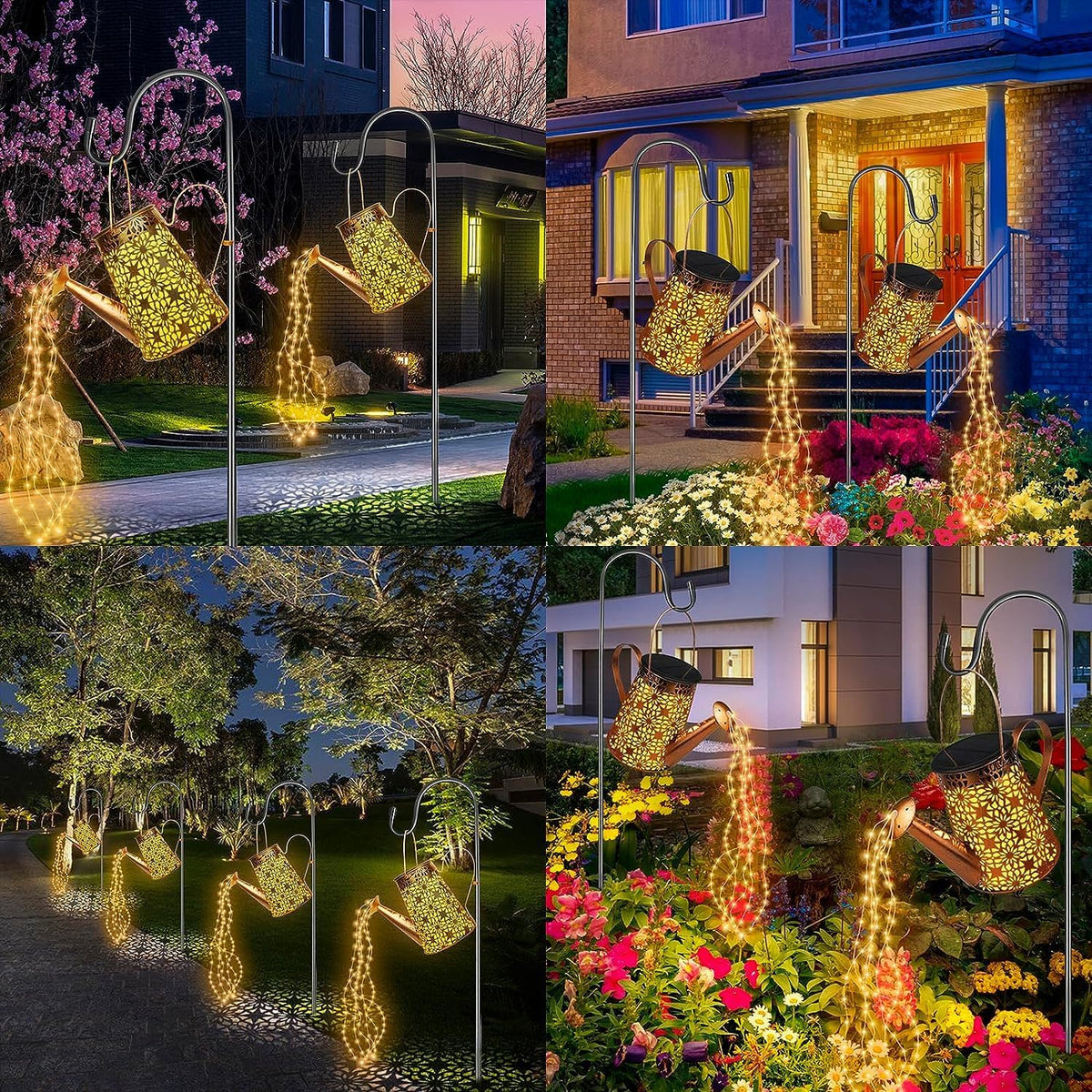 2PCS Solar Watering Can with Lights, Solar Lights Outdoor