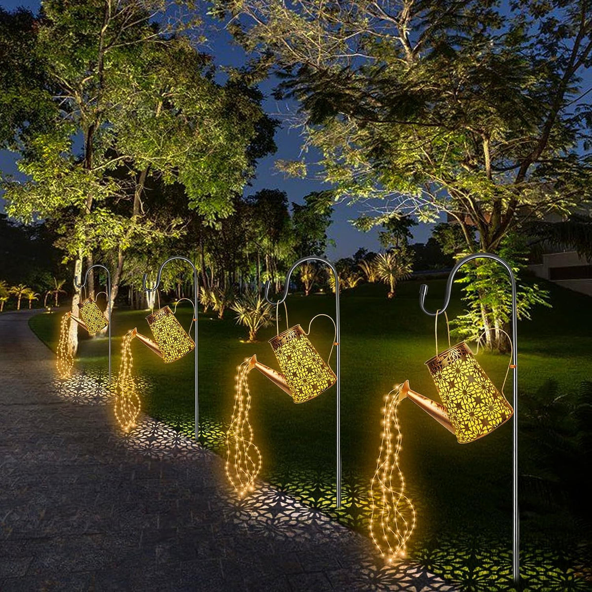 2PCS Solar Watering Can with Lights, Solar Lights Outdoor