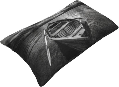 Wooden Row Boat Floating in The Water Throw Pillow Covers 14"X20" Pillowcase Lumbar Decorative Cushion Case for Couch Bed Sofa Farmhouse Decor