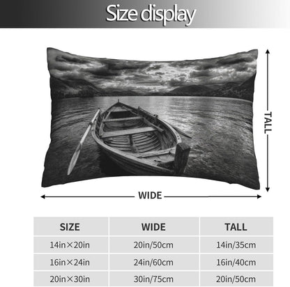 Wooden Row Boat Floating in The Water Throw Pillow Covers 14"X20" Pillowcase Lumbar Decorative Cushion Case for Couch Bed Sofa Farmhouse Decor