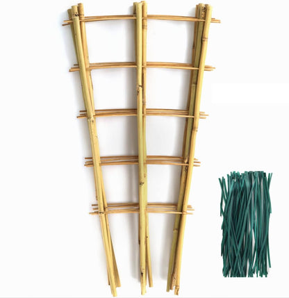 6 Pack Bamboo Trellis 24 Inches for Climbing Plants, Fan-Shaped Bamboo Plant Trellis Cucumber Tomato Trellis with 50pcs Twist Ties for Outdoor and Indoor Potted Plants