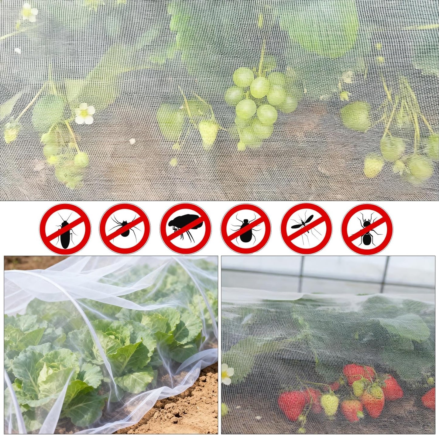 Garden Netting, 8'x10' Plant Netting Pest Barrier Bird Mosquito Net for Garden Protection, Garden Plant Cover Row Cover Raised Bed Screen Mesh for Vegetables Fruits Flowers Crops Plants Greenhouse
