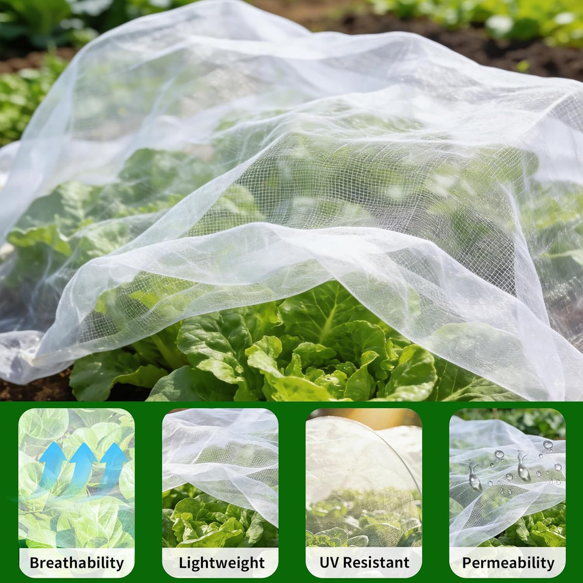 Garden Netting, 8'x10' Plant Netting Pest Barrier Bird Mosquito Net for Garden Protection, Garden Plant Cover Row Cover Raised Bed Screen Mesh for Vegetables Fruits Flowers Crops Plants Greenhouse