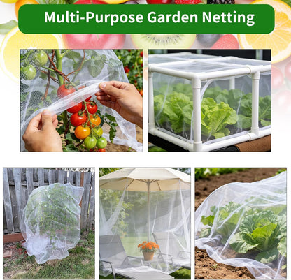 Garden Netting, 8'x10' Plant Netting Pest Barrier Bird Mosquito Net for Garden Protection, Garden Plant Cover Row Cover Raised Bed Screen Mesh for Vegetables Fruits Flowers Crops Plants Greenhouse