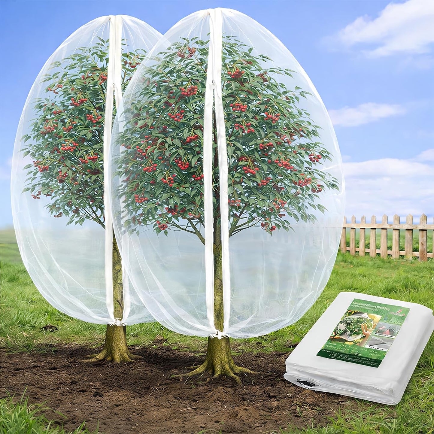 2-Pack 4 x 6 ft Garden Netting Bags with Zipper and Drawstring