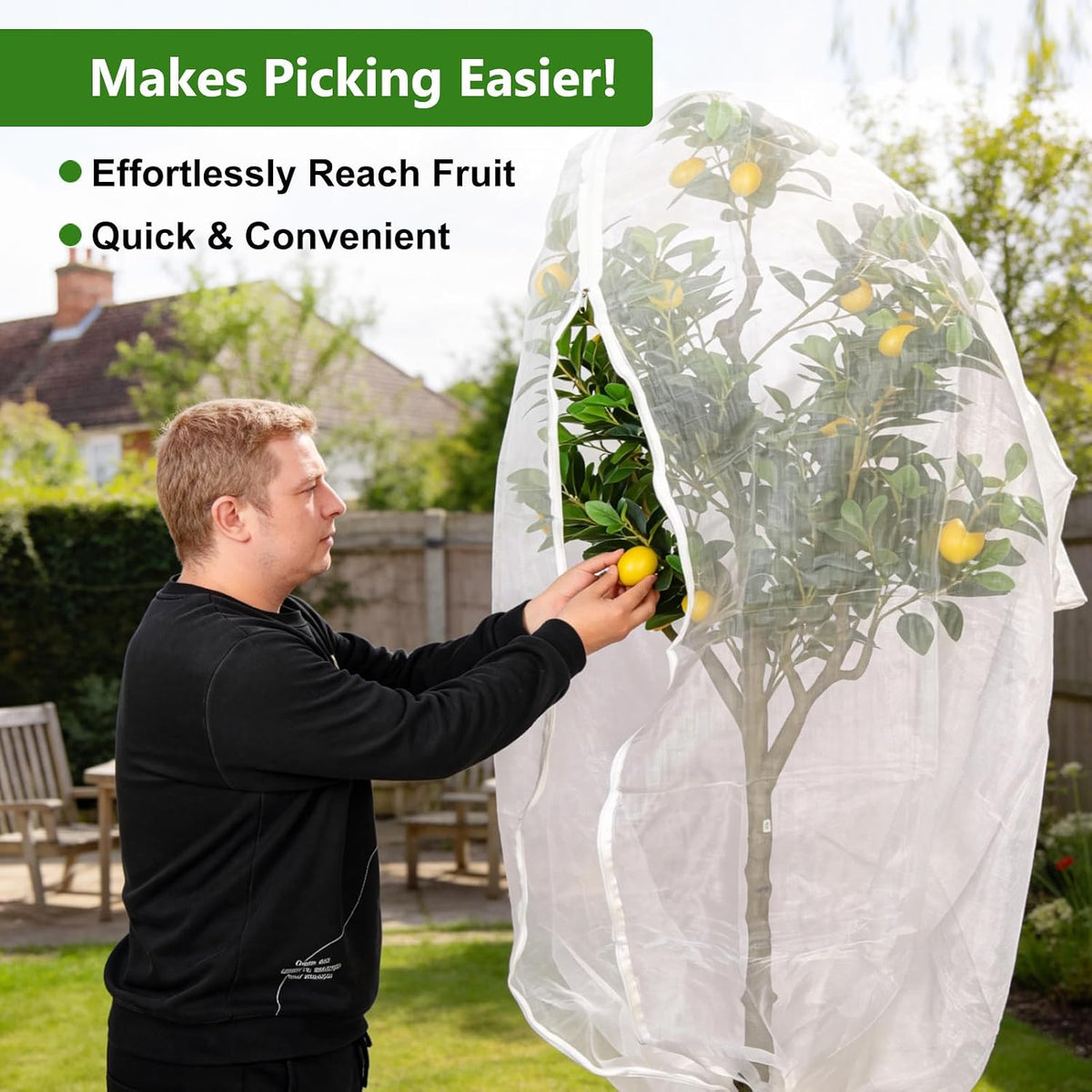2-Pack 4 x 6 ft Garden Netting Bags with Zipper and Drawstring