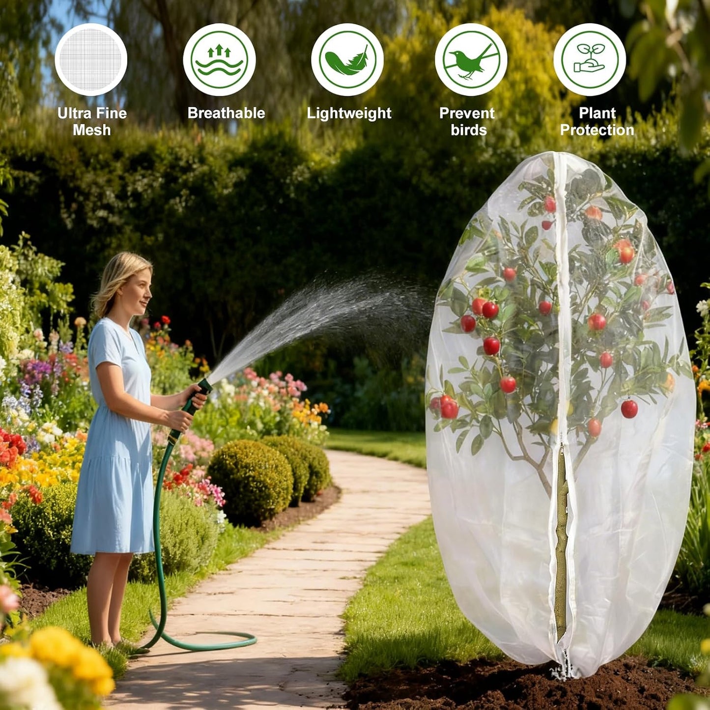 2-Pack 4 x 6 ft Garden Netting Bags with Zipper and Drawstring