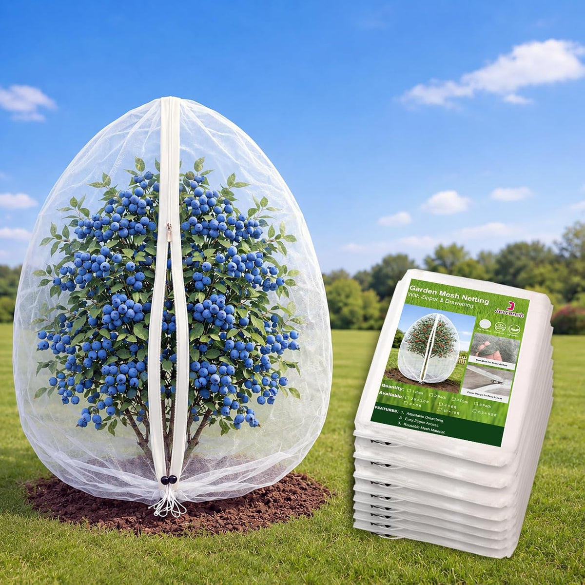 2-Pack 4 x 6 ft Garden Netting Bags with Zipper and Drawstring
