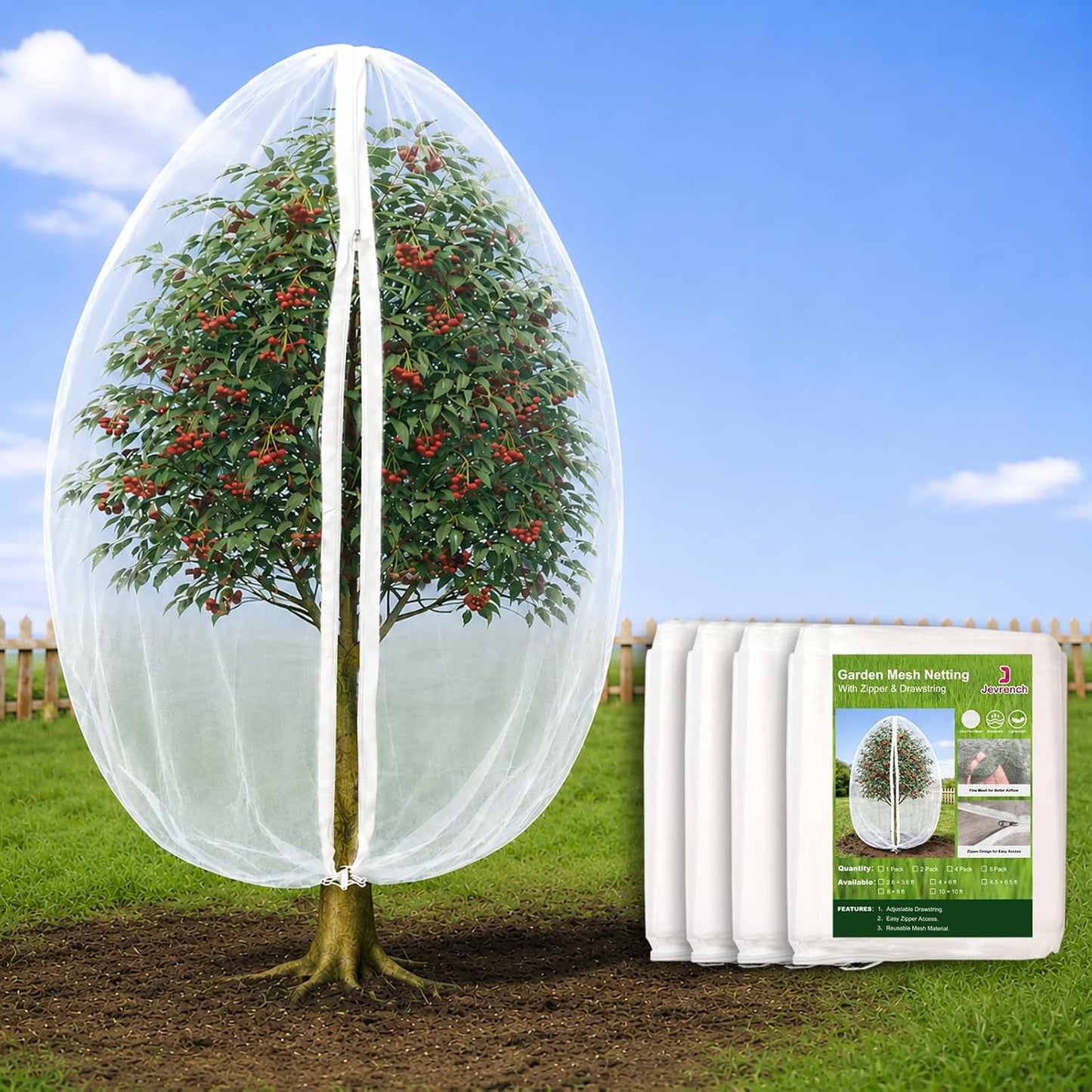 2-Pack 4 x 6 ft Garden Netting Bags with Zipper and Drawstring