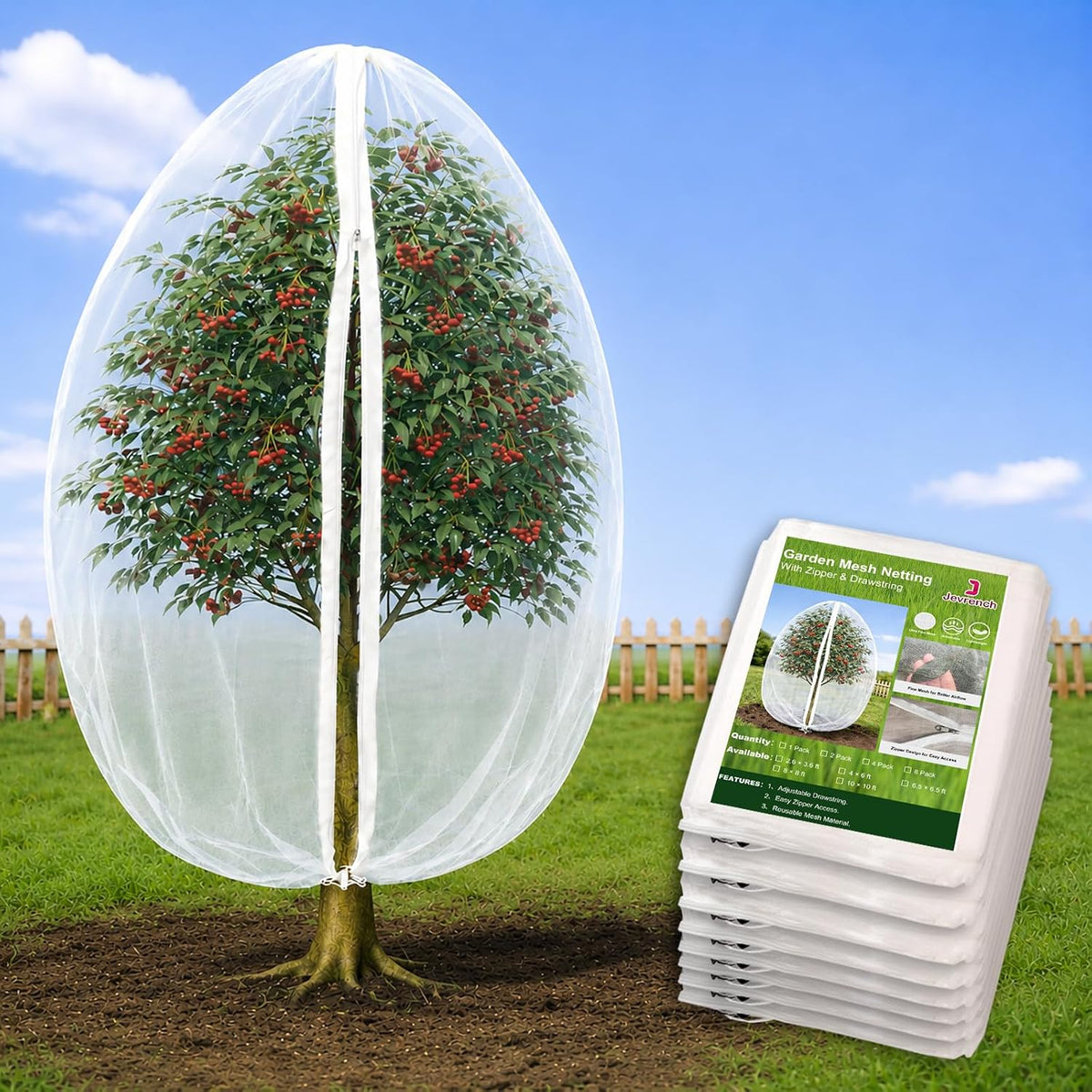 2-Pack 4 x 6 ft Garden Netting Bags with Zipper and Drawstring