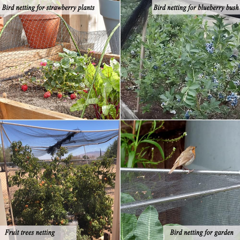 Junflying Bird Netting for Garden, 7.5X100 FT, 1/2“ Mesh