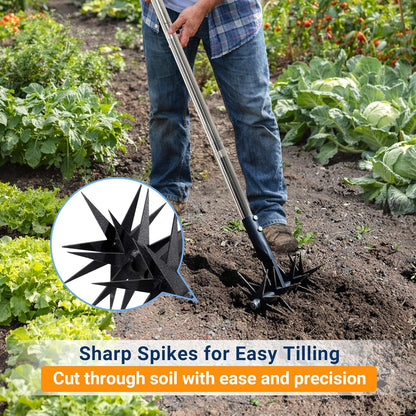 66in Rotary Cultivator Garden Tool with Tempered Spring Steel Tines