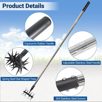 66in Rotary Cultivator Garden Tool with Tempered Spring Steel Tines