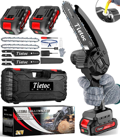 Chainsaw 6 Inch Mini Electric Chainsaw Cordless Battery Powered, Hand Held Saw for Wood/Trees Trimming, Tools for Household and Garden, Chain Saw Gift for Men Dad Husband Fathers Gardener 2026