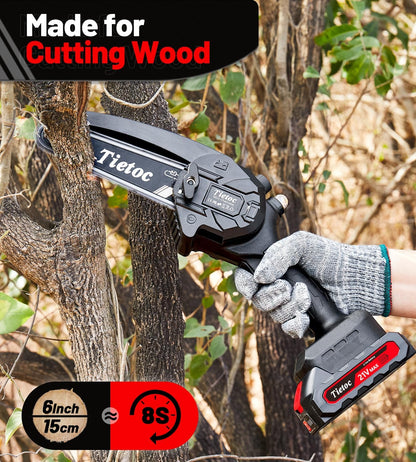 Chainsaw 6 Inch Mini Electric Chainsaw Cordless Battery Powered, Hand Held Saw for Wood/Trees Trimming, Tools for Household and Garden, Chain Saw Gift for Men Dad Husband Fathers Gardener 2026